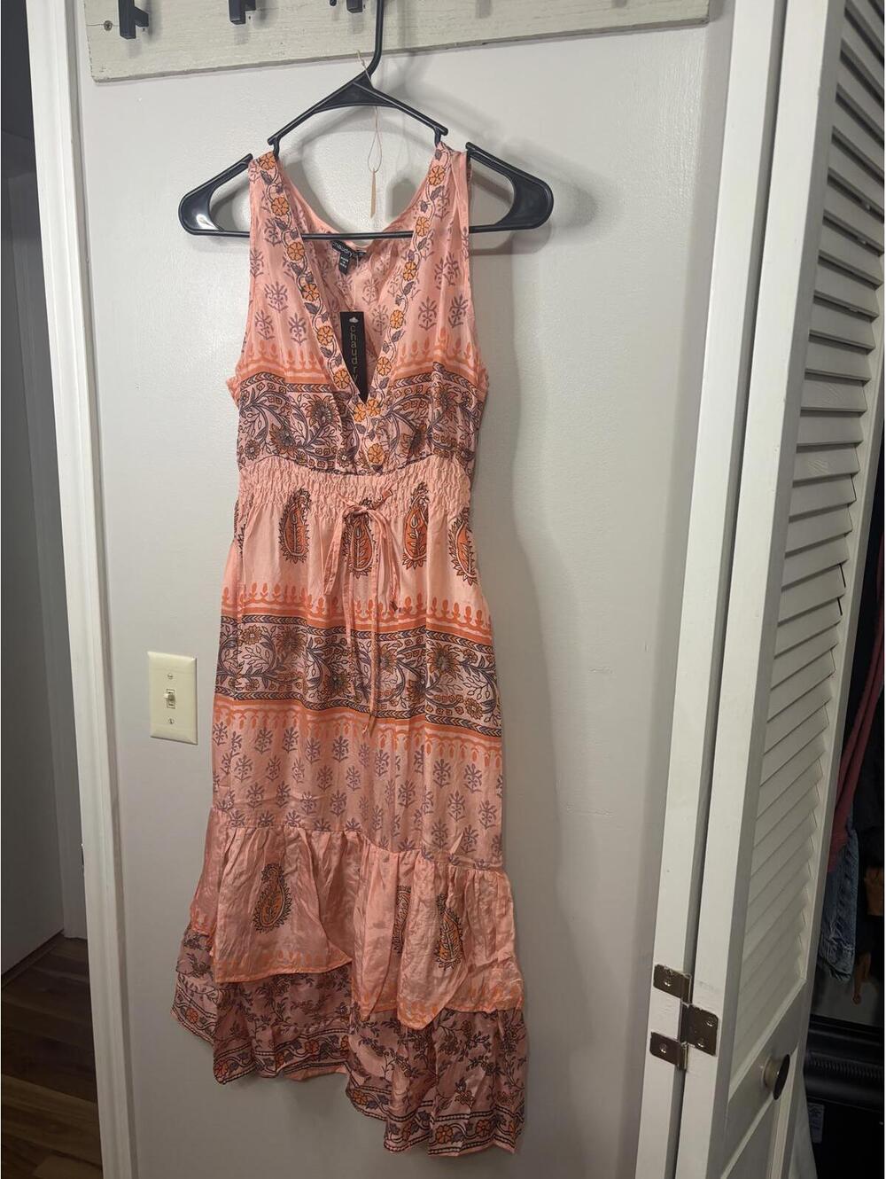 Chaudry Floral Maxi Dress 100% Silk Size Medium New with Tags